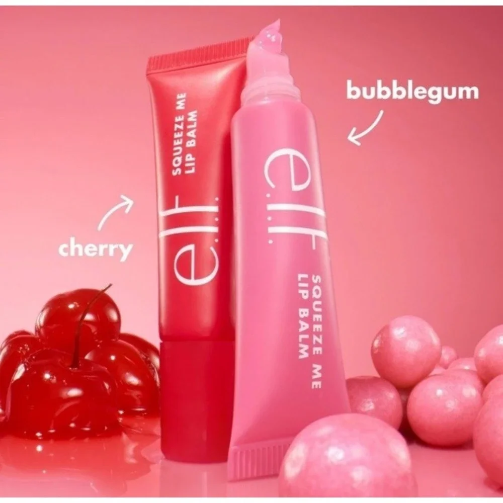 Lot Of 2 e.l.f. Squeeze Me More Lip Balm Duo - Bubblegum & Cherry Scents